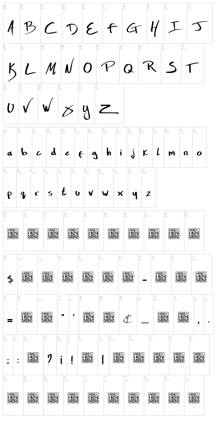 Zool Lives font map